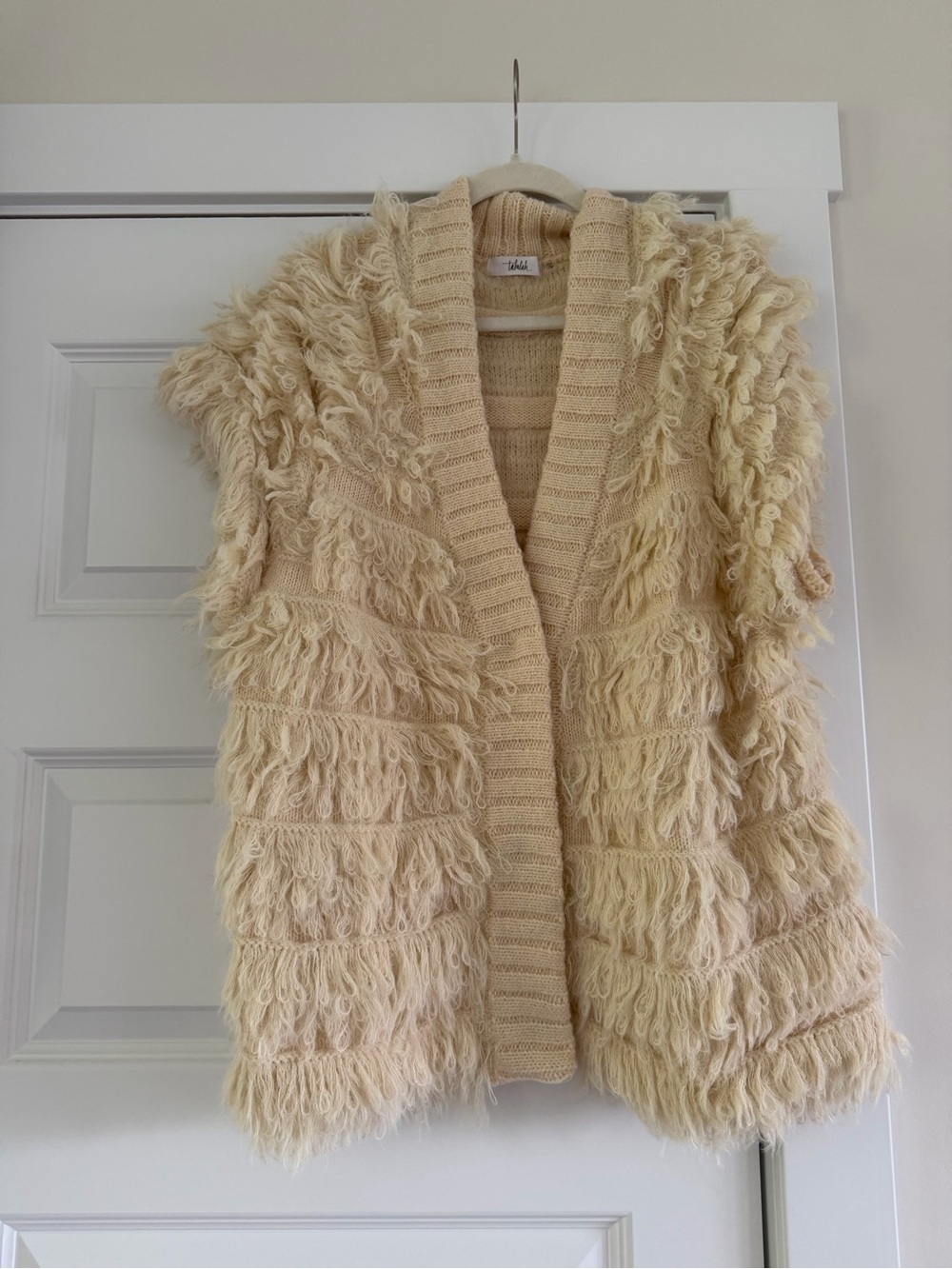 TALULAH Cream Fringe Knit Vest